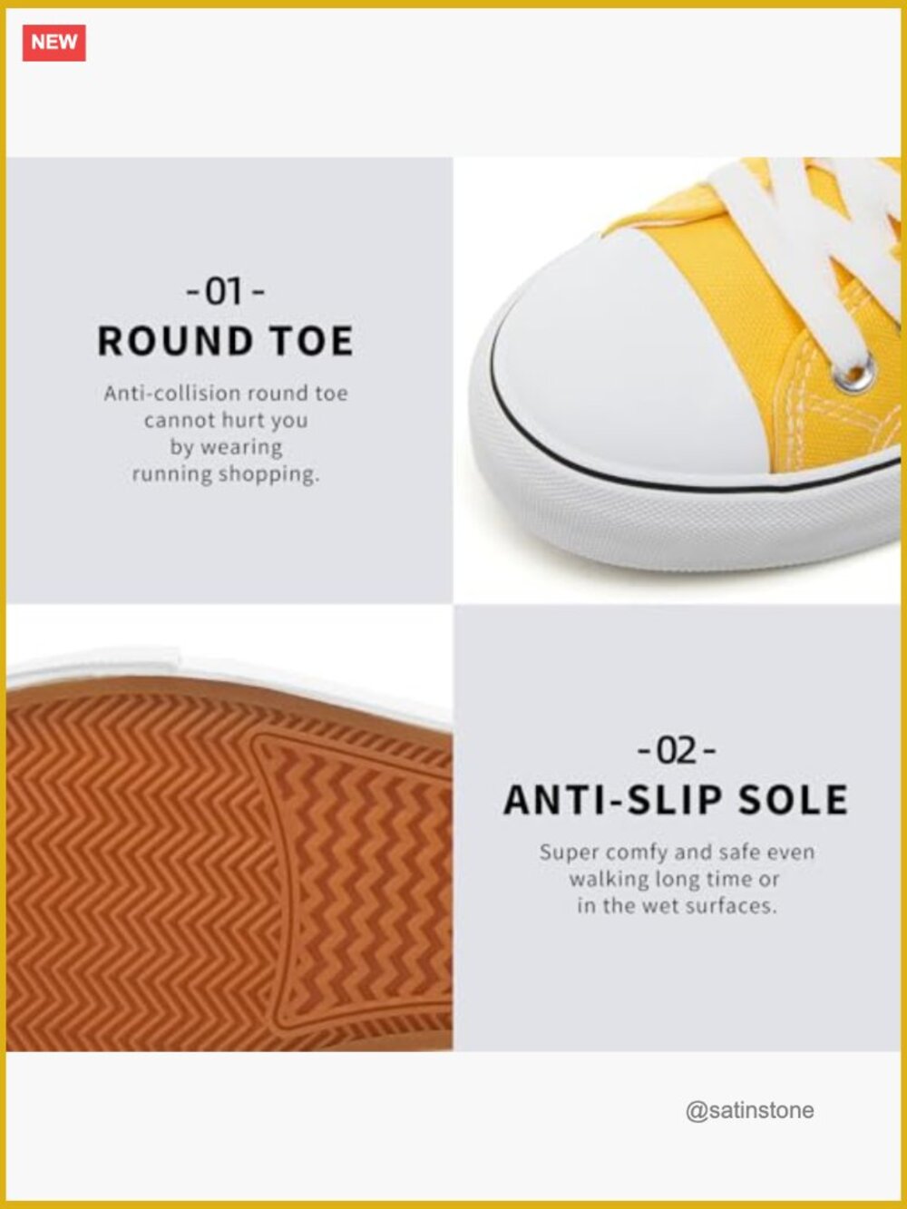 Low Top Canvas Sneakers with Rubber Sole Cushioned Insole Lace Up Closure - Picture 4 of 7